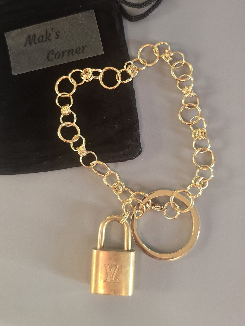 Authentic LV Lock On Unbranded 18k Gold Plated Keychain/bagcharm/bracelet